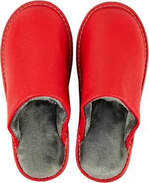 Unisex Genuine Leather House Slippers for Men and Women, Indoor Slip-On Slippers, Non-Slip Sole, Soft Lining, Comfortable and Durable Home Shoes
