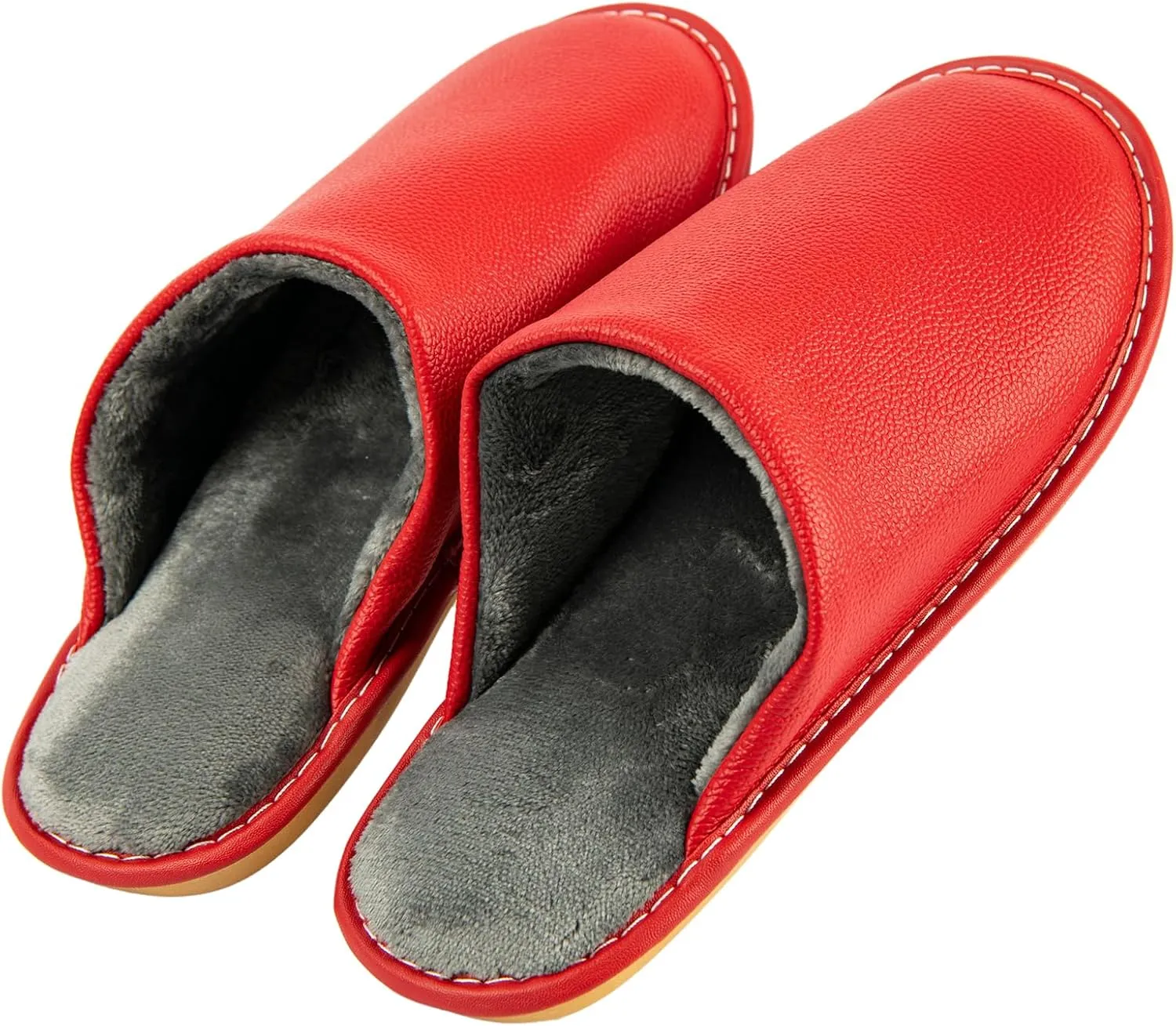 Unisex Genuine Leather House Slippers for Men and Women, Indoor Slip-On Slippers, Non-Slip Sole, Soft Lining, Comfortable and Durable Home Shoes