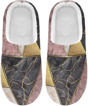 Unisex Memory Foam House Slippers Non-Skid Soft Warm Sole Coral Fleece Slip-on Closed Toe Hand Free Shoes for Bedroom Travel 6-17