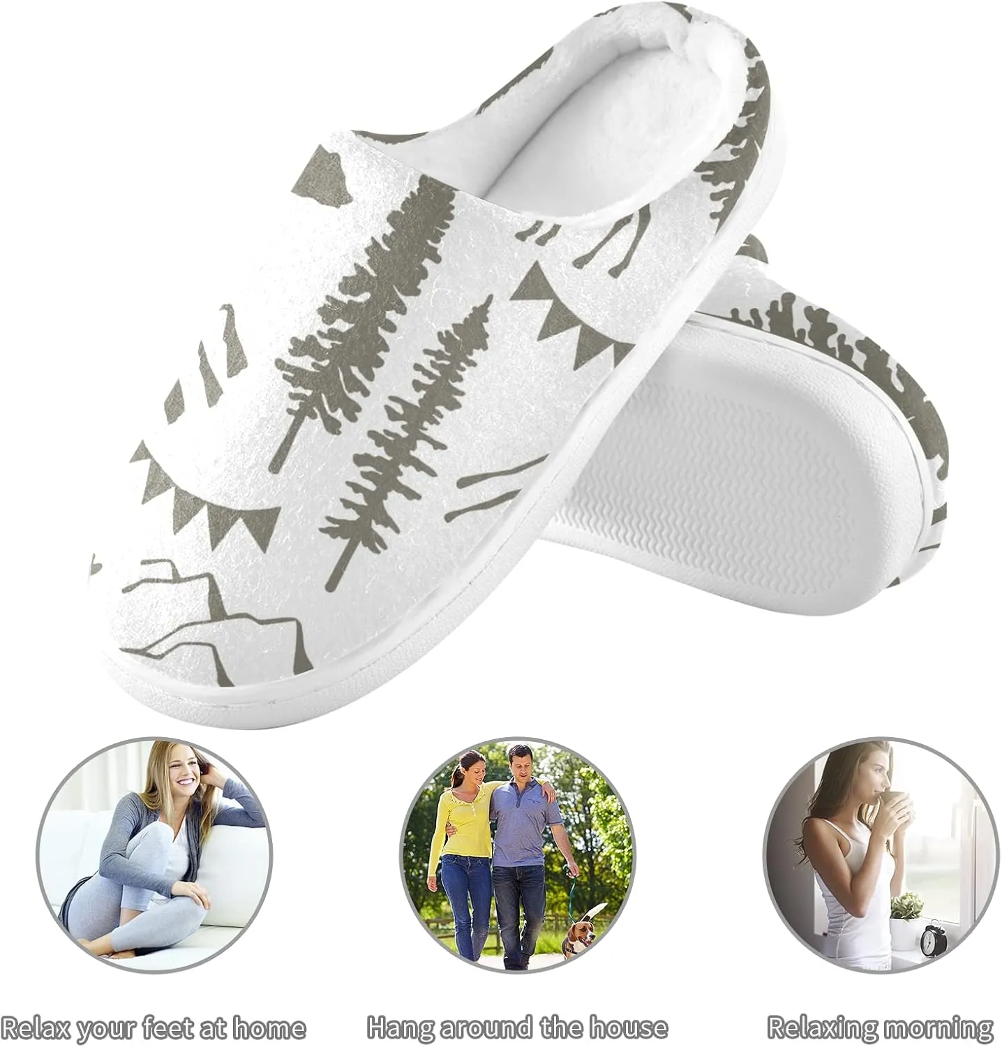 Unisex Memory Foam House Slippers Non-Skid Soft Warm Sole Coral Fleece Slip-on Closed Toe Hand Free Shoes for Bedroom Travel 6-17