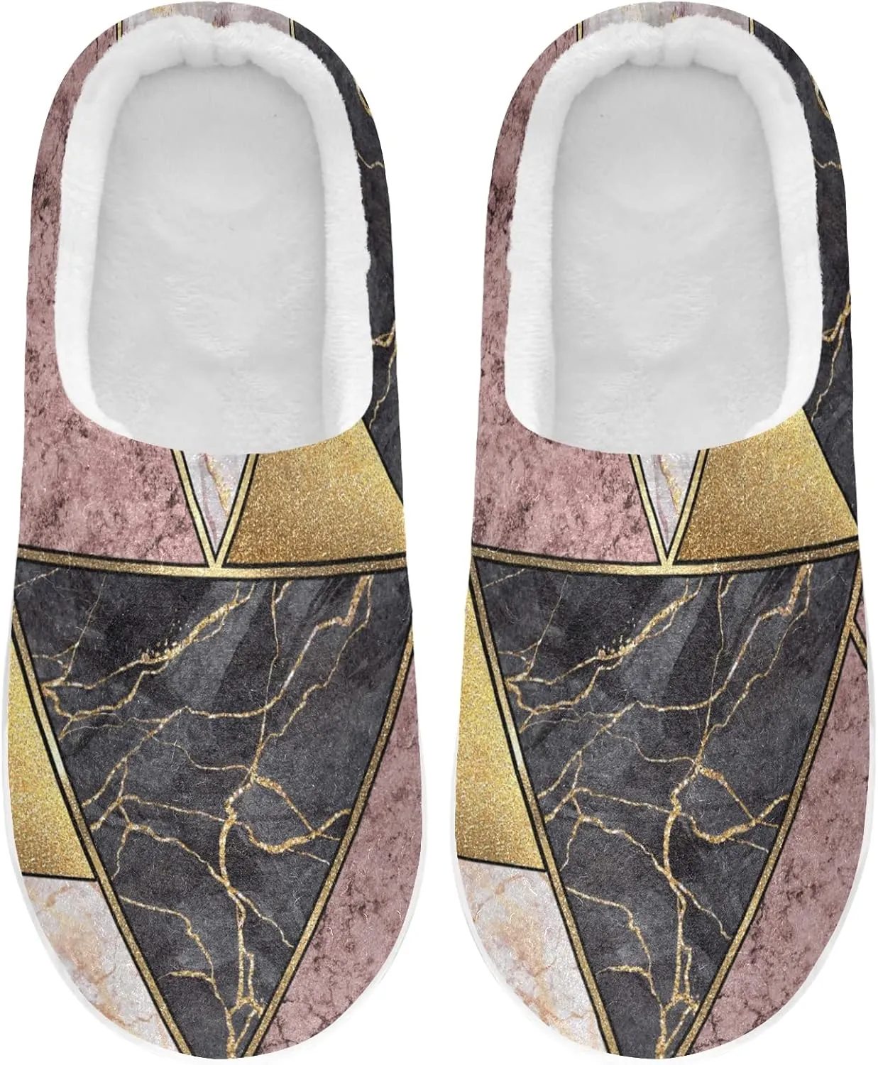 Unisex Memory Foam House Slippers Non-Skid Soft Warm Sole Coral Fleece Slip-on Closed Toe Hand Free Shoes for Bedroom Travel 6-17