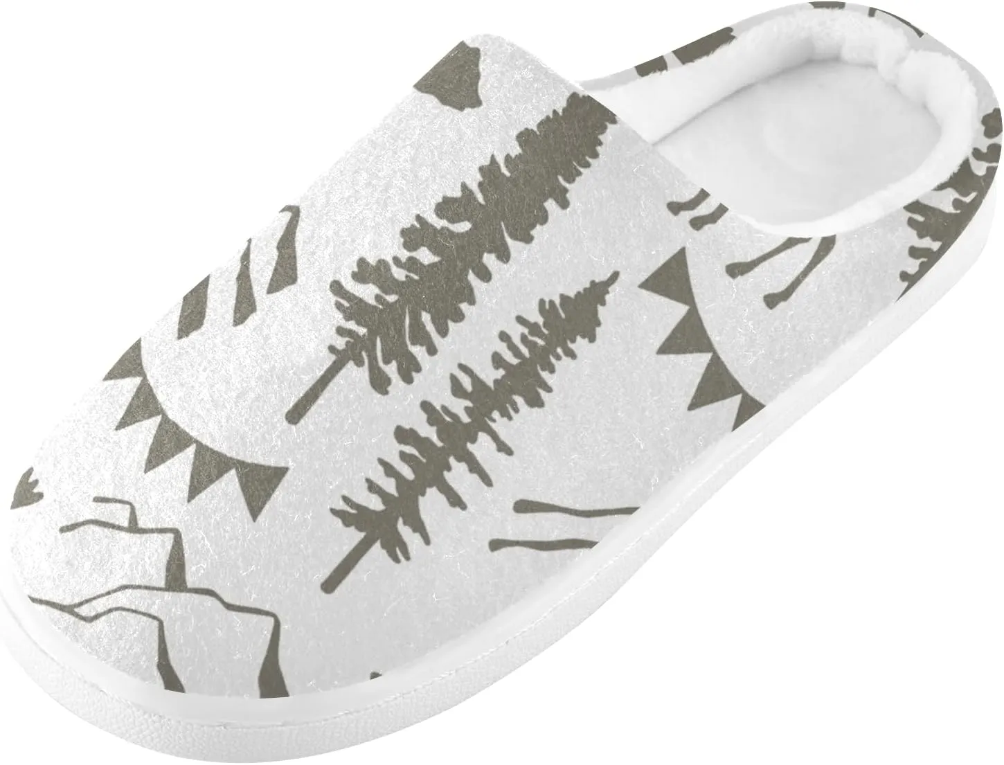 Unisex Memory Foam House Slippers Non-Skid Soft Warm Sole Coral Fleece Slip-on Closed Toe Hand Free Shoes for Bedroom Travel 6-17