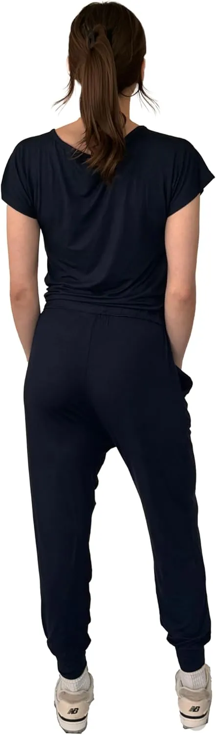 USBD V-neck Jumpsuits for Women Elegant Elastic Waist Stretchy Jumpsuit One-Piece Long Romper