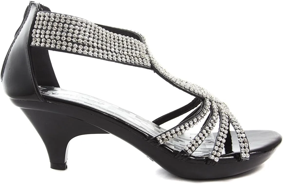 V-Luxury Womens Open Toe Med Heel Wedding Sandal Shoes
