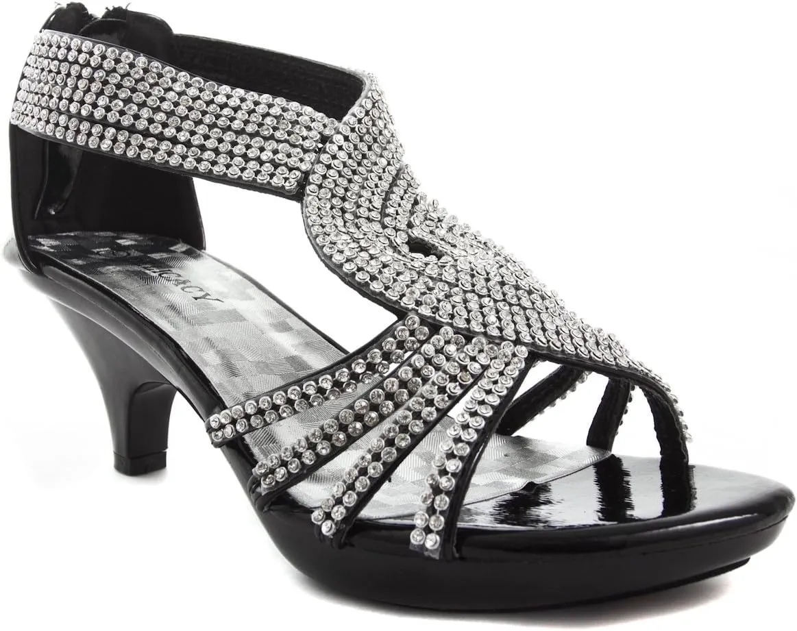 V-Luxury Womens Open Toe Med Heel Wedding Sandal Shoes