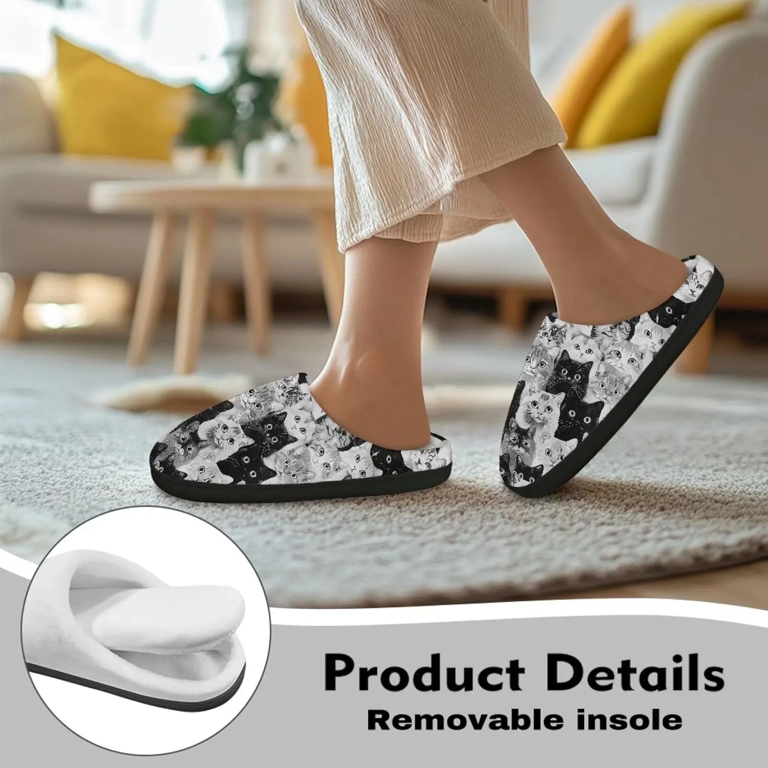 Veniyate Womens Slippers Warm Comfy Memory Foam House Slipper Knitted Shoes with Non Slip Sole