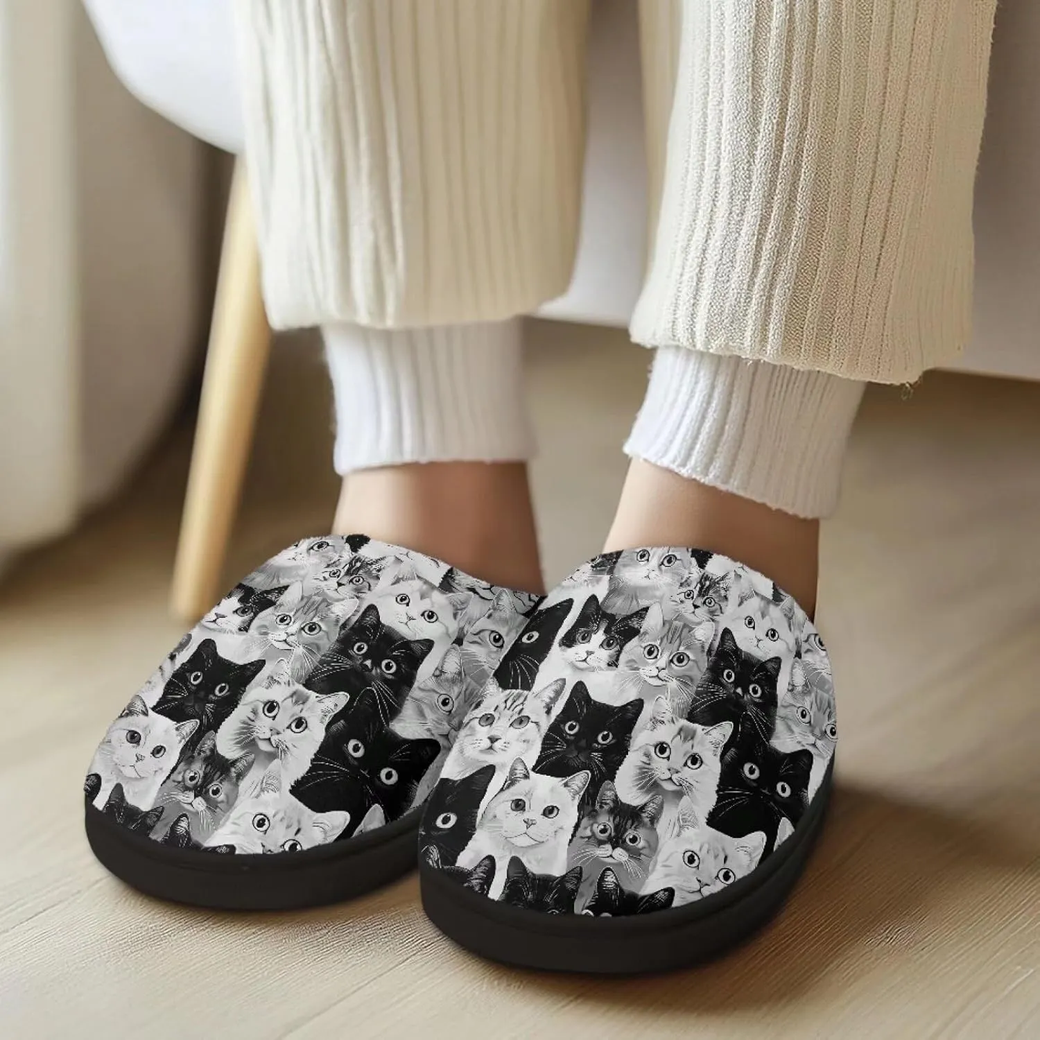 Veniyate Womens Slippers Warm Comfy Memory Foam House Slipper Knitted Shoes with Non Slip Sole