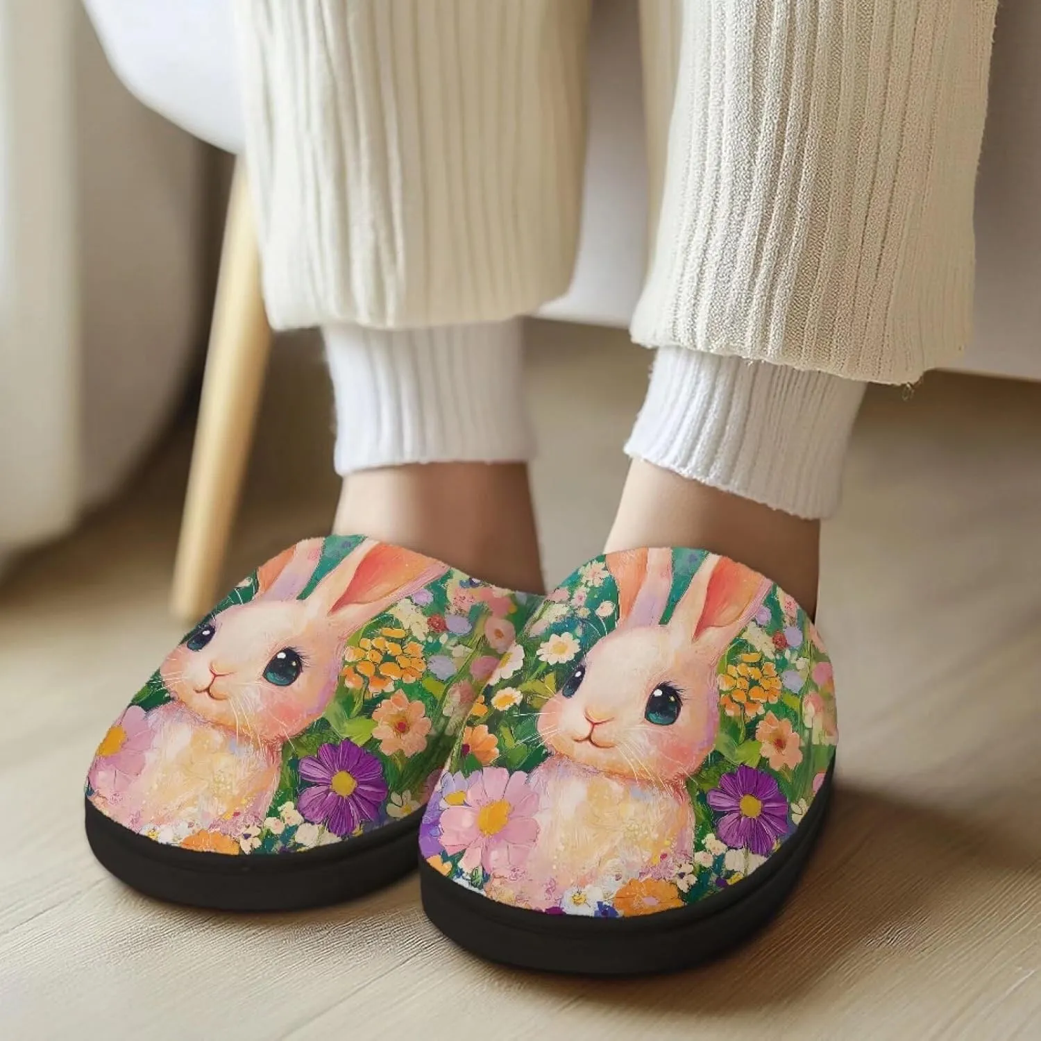 Veniyate Womens Slippers Warm Comfy Memory Foam House Slipper Knitted Shoes with Non Slip Sole