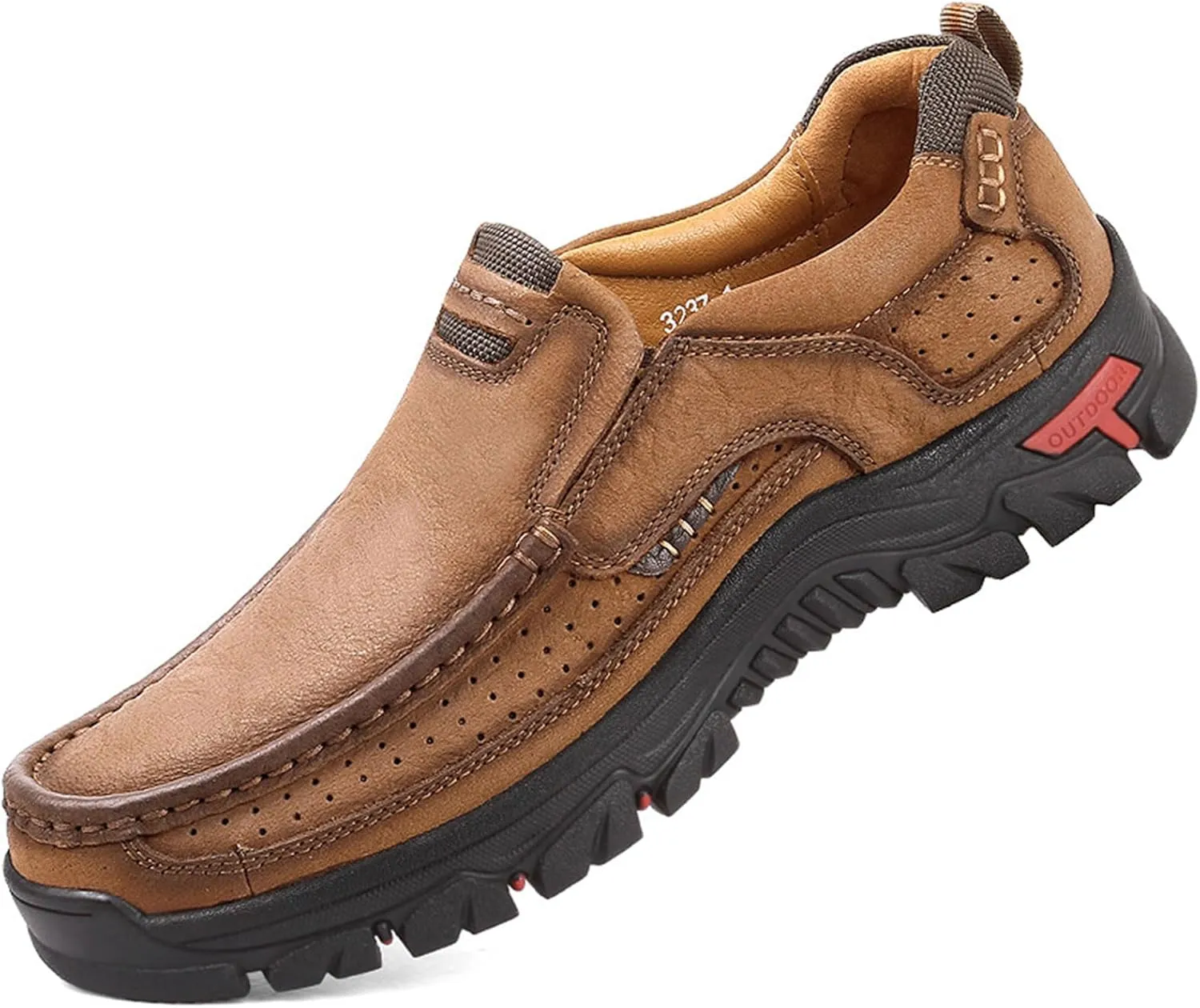Venshine Mens Walking Shoes Leather Lightweight Breathable Casual Slip On Loafers