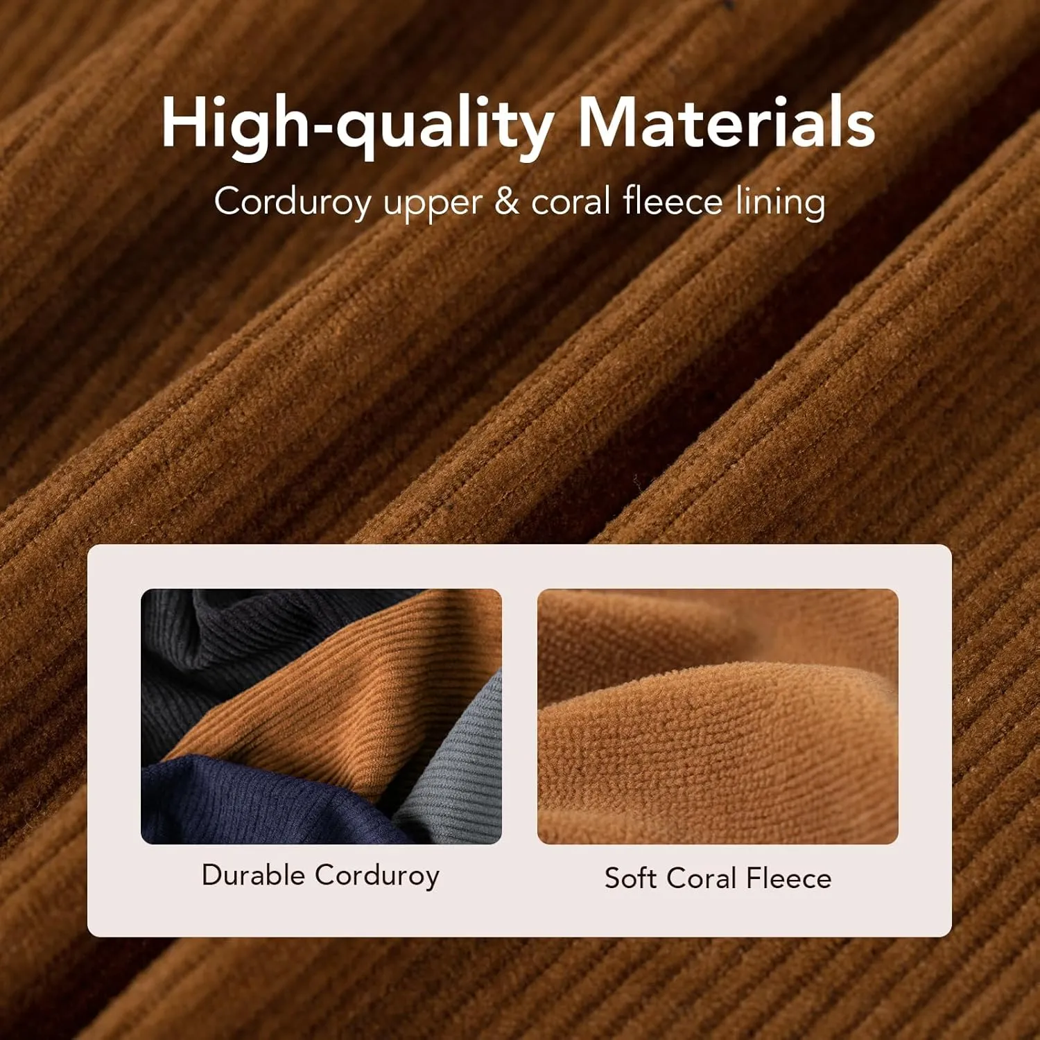 VeraCosy Men's Corduroy Scuff Slippers Soft Comfy Memory Foam Non-slip Indoor House Shoes