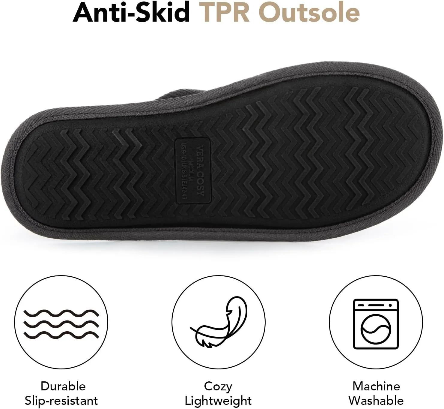VeraCosy Men's Corduroy Scuff Slippers Soft Comfy Memory Foam Non-slip Indoor House Shoes