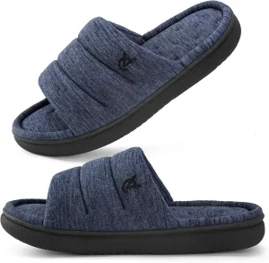 VeraCosy Mens Open-Toe Slippers Memory Foam Indoor Outdoor House Shoes