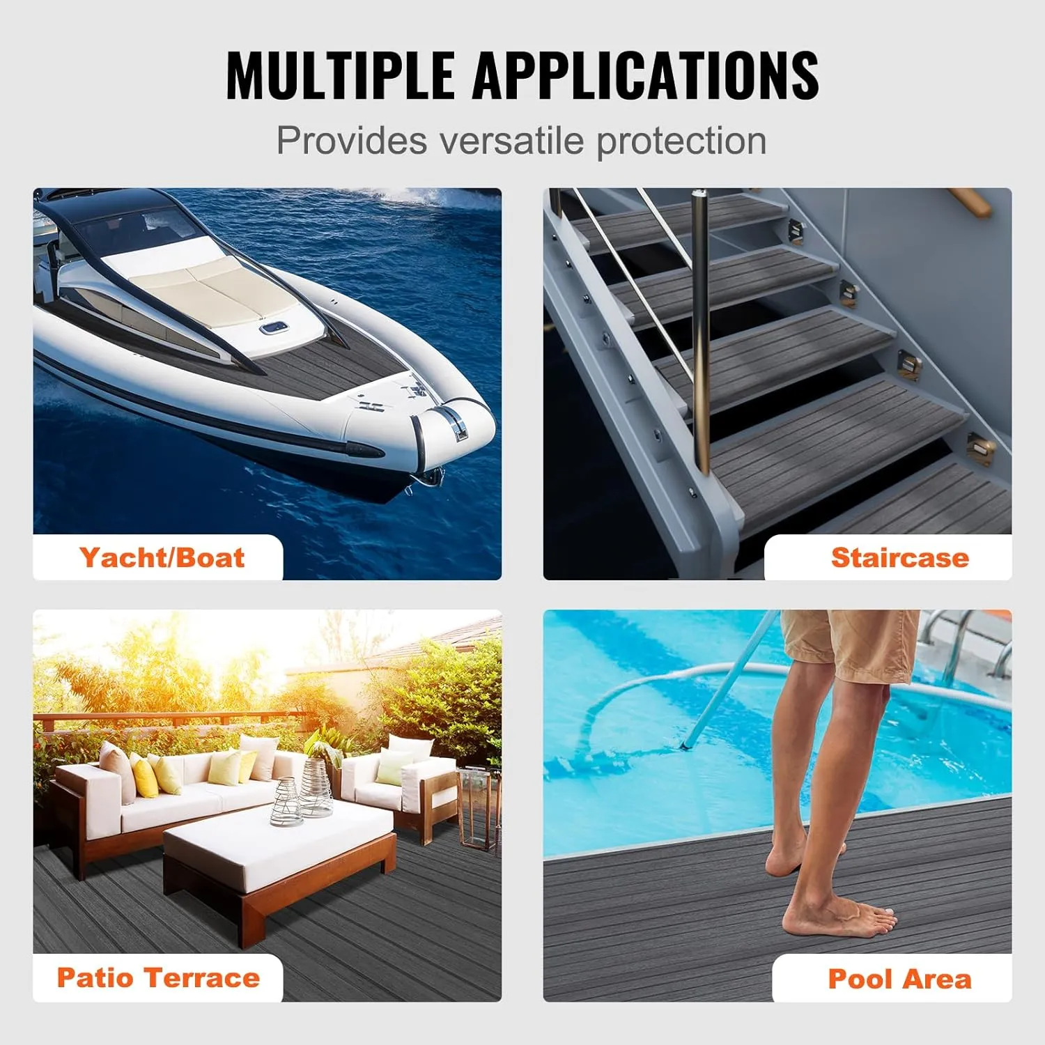 VEVOR Boat Flooring - EVA Foam Decking, Non-Slip Self-Adhesive, Marine Carpet for Yacht, Pontoon, Kayak