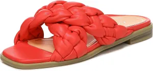 Vionic Women's Poppy Braided Vio-Motion Insole Slide Sandal- Supportive Dressy Flat Sandals That Includes an Orthotic Insole and Cushioned Outsole for Arch Support, Medium and Wide Fit, Sizes 5-11