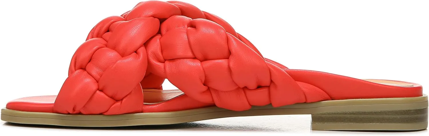 Vionic Women's Poppy Braided Vio-Motion Insole Slide Sandal- Supportive Dressy Flat Sandals That Includes an Orthotic Insole and Cushioned Outsole for Arch Support, Medium and Wide Fit, Sizes 5-11