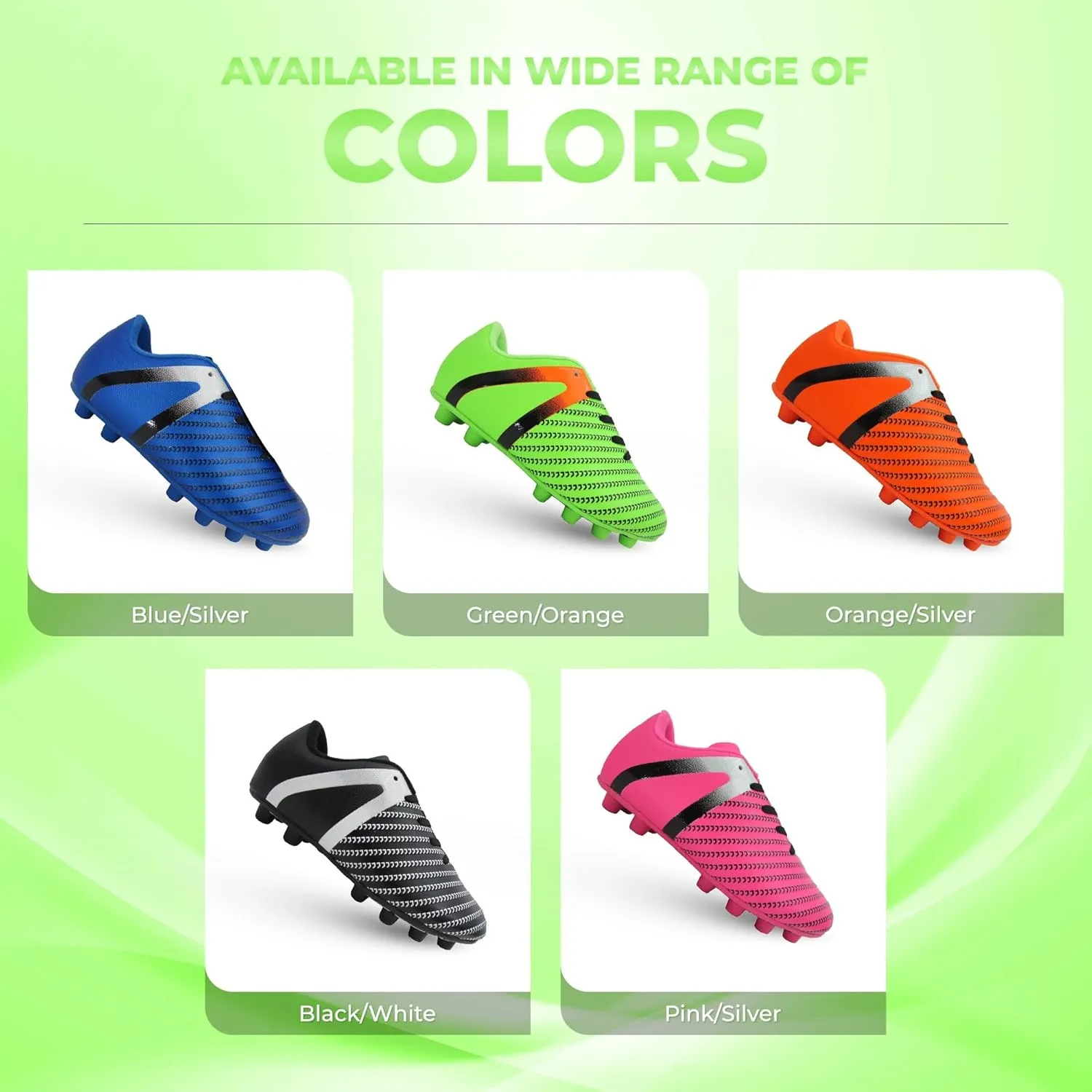 Vizari USA Impact Soccer Cleats for Kids – Youth Firm Ground Football Shoes | Breathable Design for Toddler, Little Kid & Big Kid Players