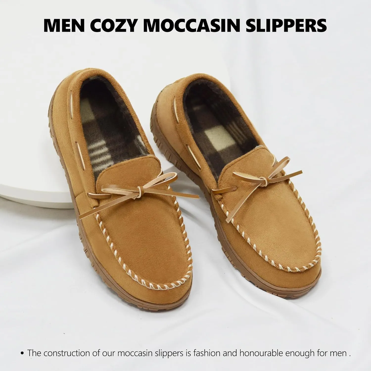 VLLy Mens Moccasion Slippers Breathable Memory Foam House Slippers Indoor/Outdoor House Shoes