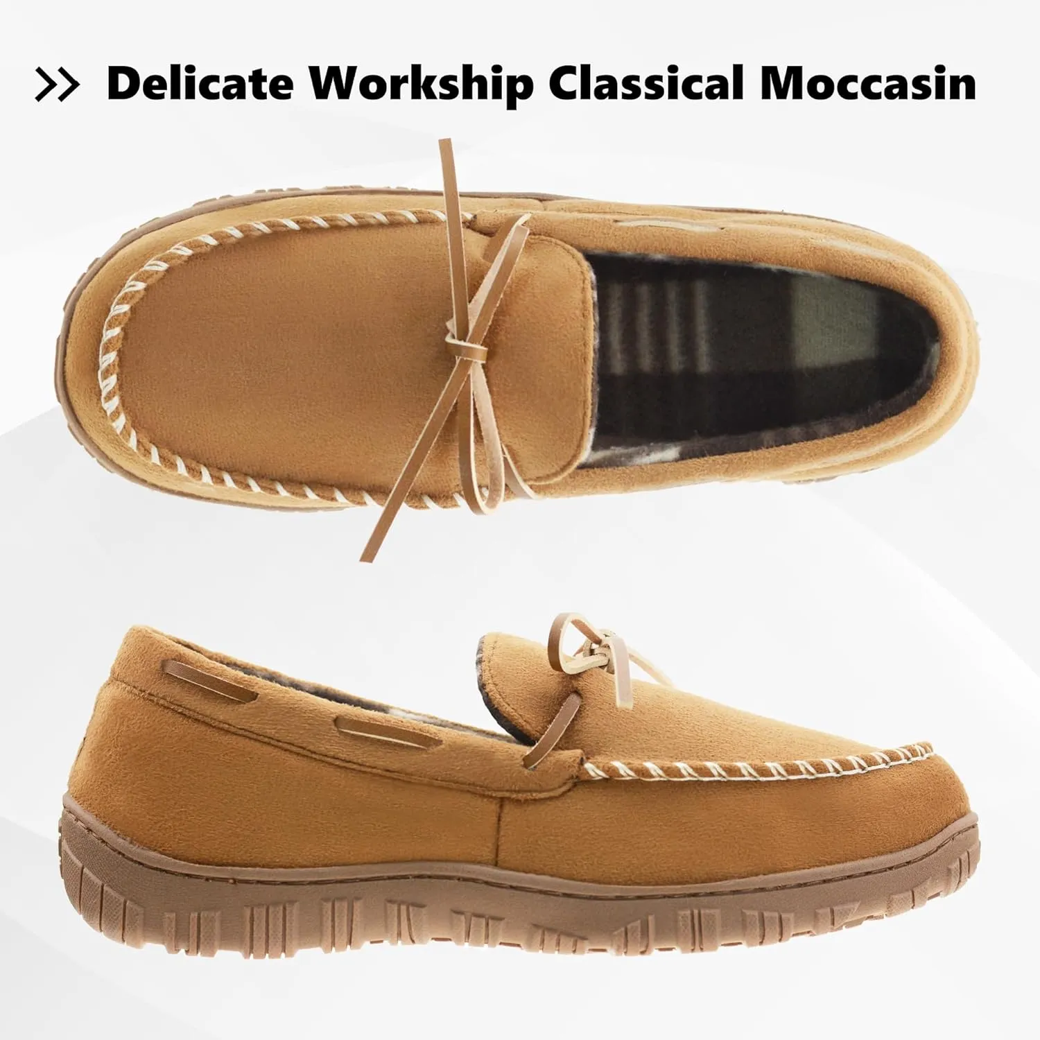 VLLy Mens Moccasion Slippers Breathable Memory Foam House Slippers Indoor/Outdoor House Shoes
