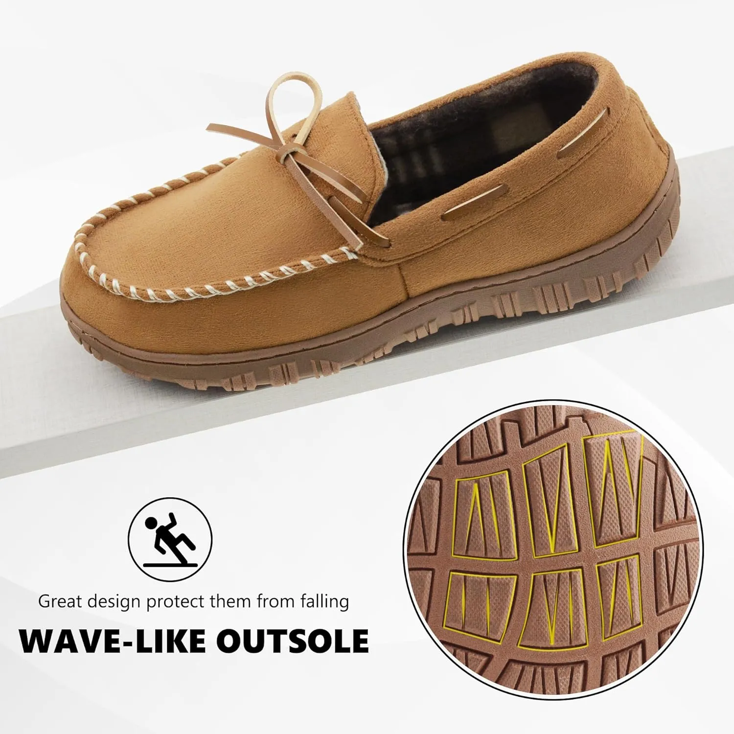 VLLy Mens Moccasion Slippers Breathable Memory Foam House Slippers Indoor/Outdoor House Shoes