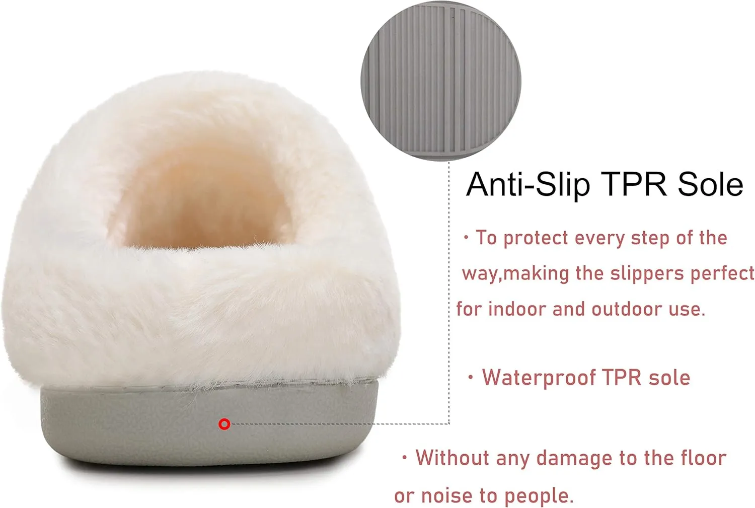 Vonluxe Women's Fuzzy House Slippers Comfy Memory Foam Bedroom Slippers Warm Slip On Light Shoes Outdoor Indoor Faux Fur Lined