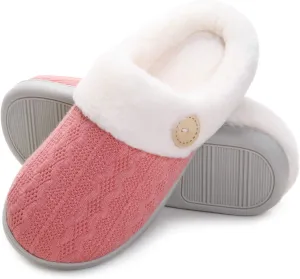 Vonluxe Women's Fuzzy House Slippers Comfy Memory Foam Bedroom Slippers Warm Slip On Light Shoes Outdoor Indoor Faux Fur Lined