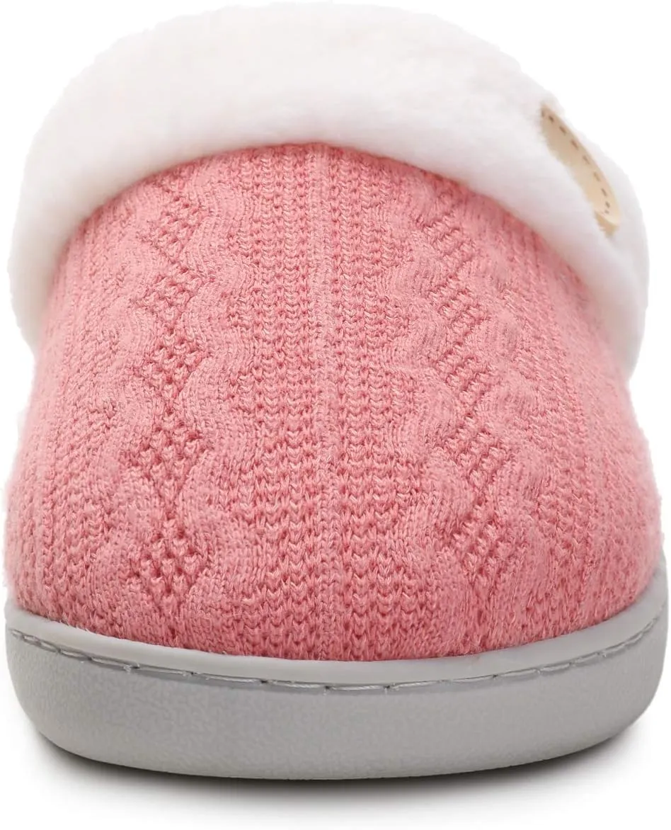 Vonluxe Women's Fuzzy House Slippers Comfy Memory Foam Bedroom Slippers Warm Slip On Light Shoes Outdoor Indoor Faux Fur Lined