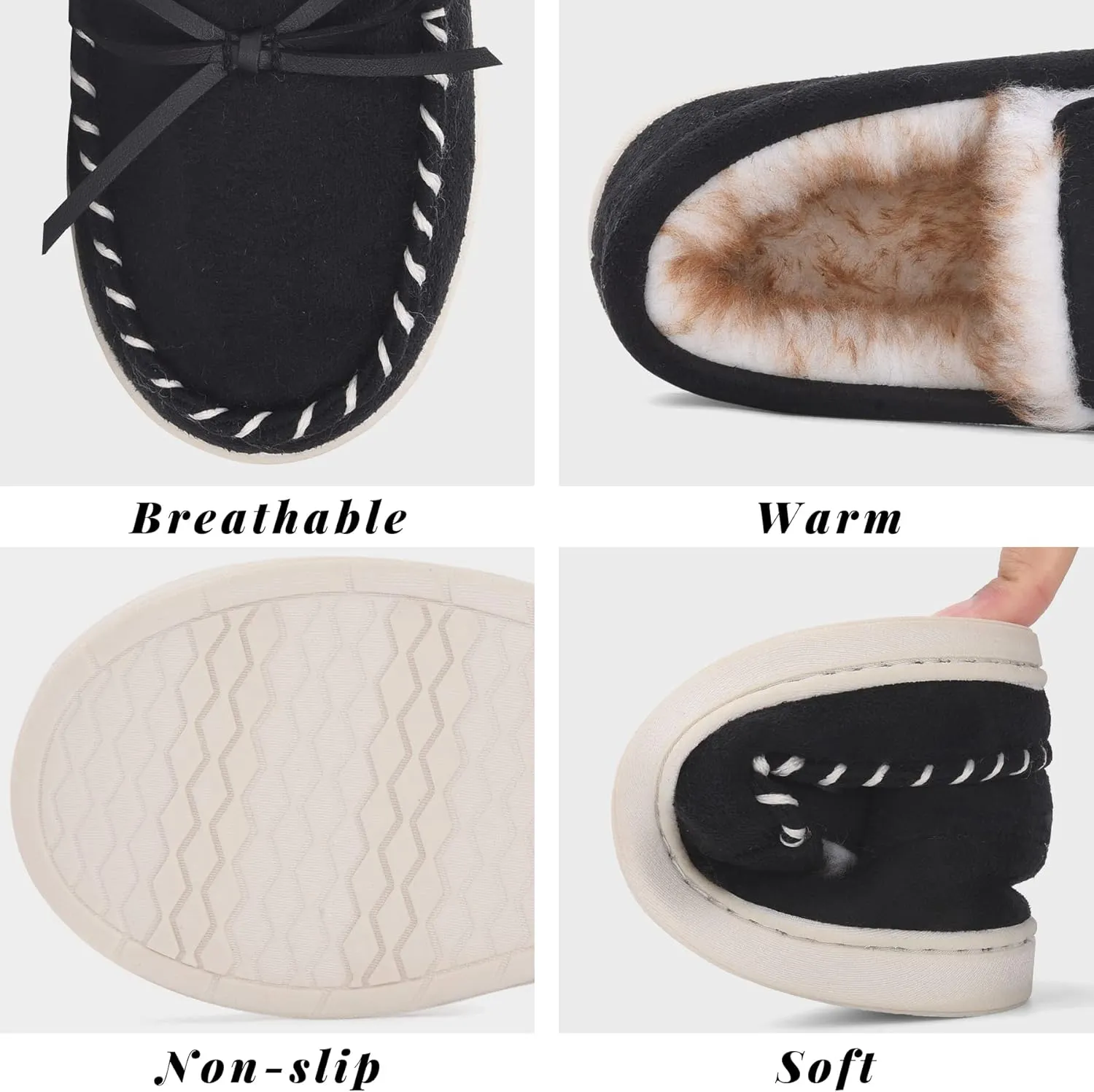 VONMAY Kids Slippers Boys Girls Moccasins House Shoes with Comfy Faux Fur Lining Memory Foam Slipper