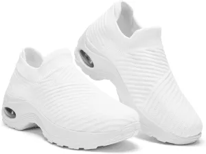 Walking Shoes Women Slip On Sock Sneakers Mesh Non Slip Shoes Air Cushion Platform Loafers