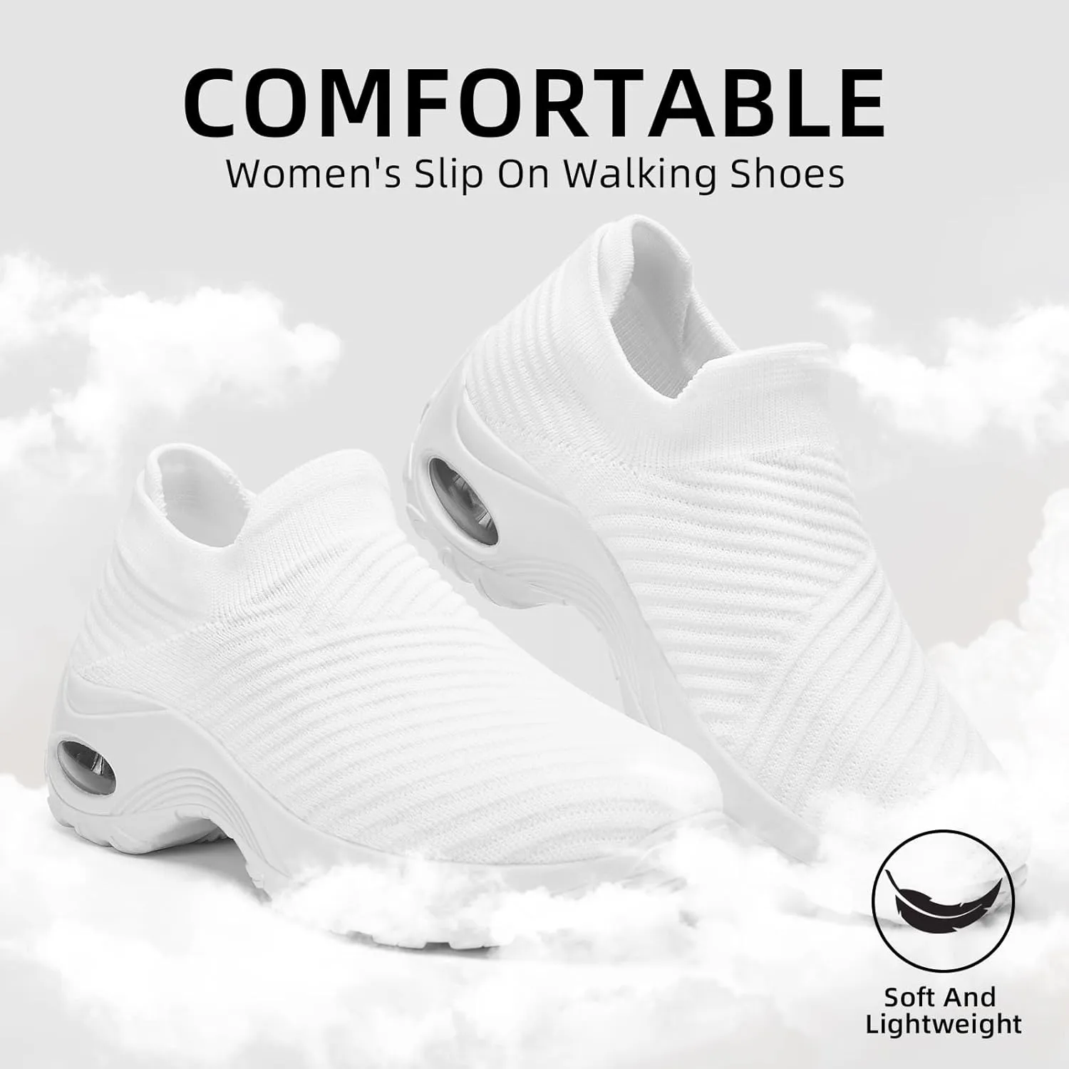 Walking Shoes Women Slip On Sock Sneakers Mesh Non Slip Shoes Air Cushion Platform Loafers
