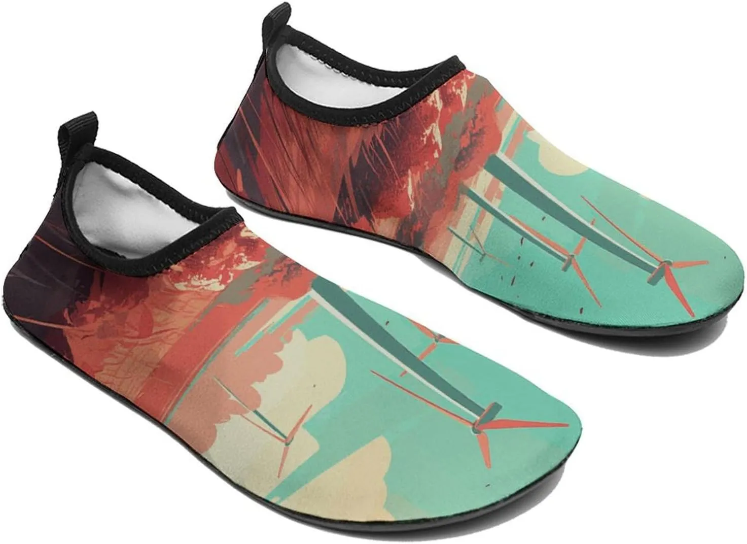 Water Shoes for Women Men Windmill in Field Water Sports Shoes Slip-on Breathable Lightweight Athletic Aqua Sock