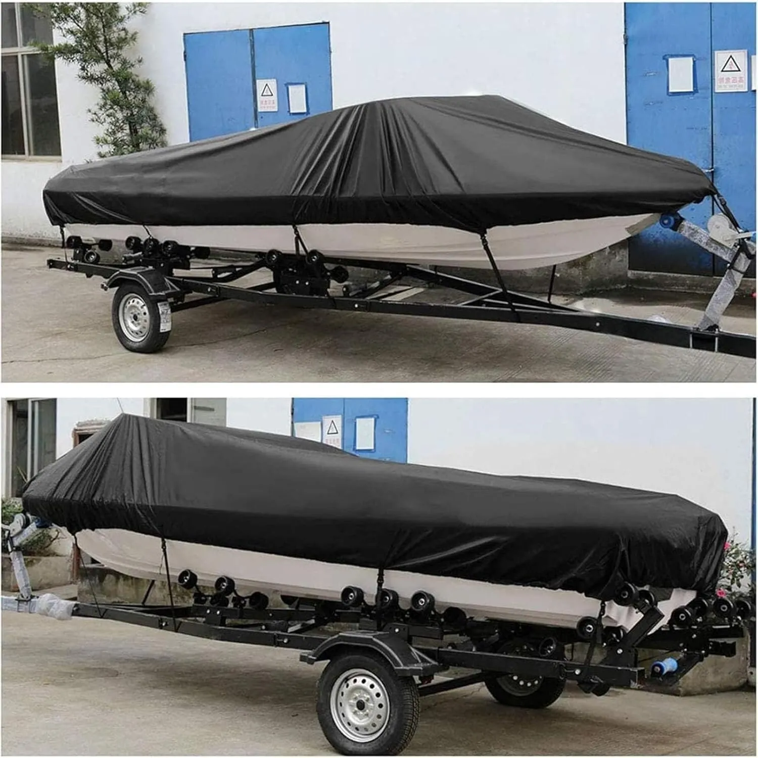 Waterproof Boat Cover 210D UV Resistant and Tear Resistant V-Shaped Hull TRI Hull Runabout Pro Style Bass Boat(11 * 13FT)