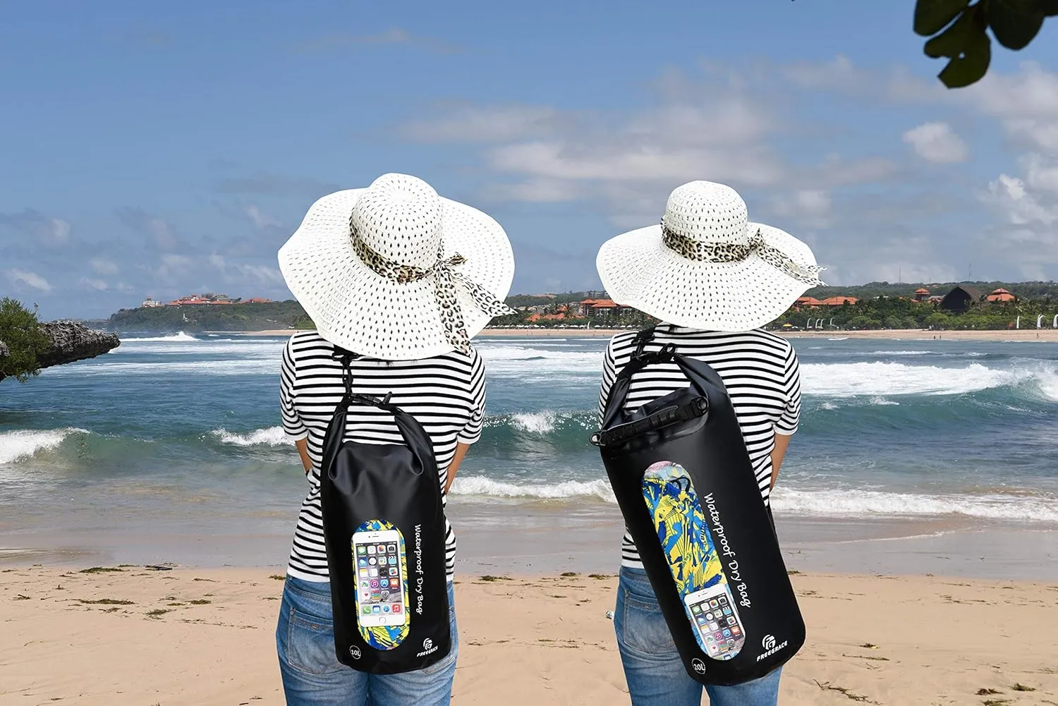 Waterproof Dry Bags Set Of 3 Dry Bag With 2 Zip Lock Seals & Detachable Shoulder Strap, Waist Pouch & Phone Case - Can Be Submerged Into Water - For Swimming (Black(Window), 5L)