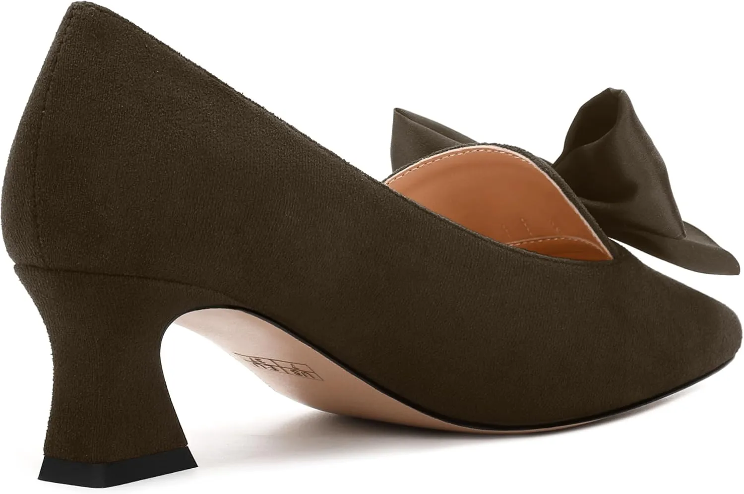 WAYDERNS Womens Bow Solid Bridal Suede Square Toe Slip On Fashion Kitten Low Heel Pumps Shoes 2 Inch