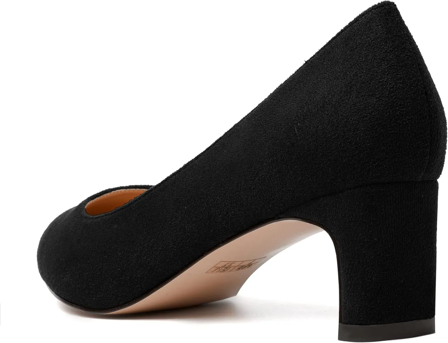 WAYDERNS Womens Solid Pointed Toe Slip On Dress Suede Wedding Chunky Low Heel Pumps Shoes 2 Inch
