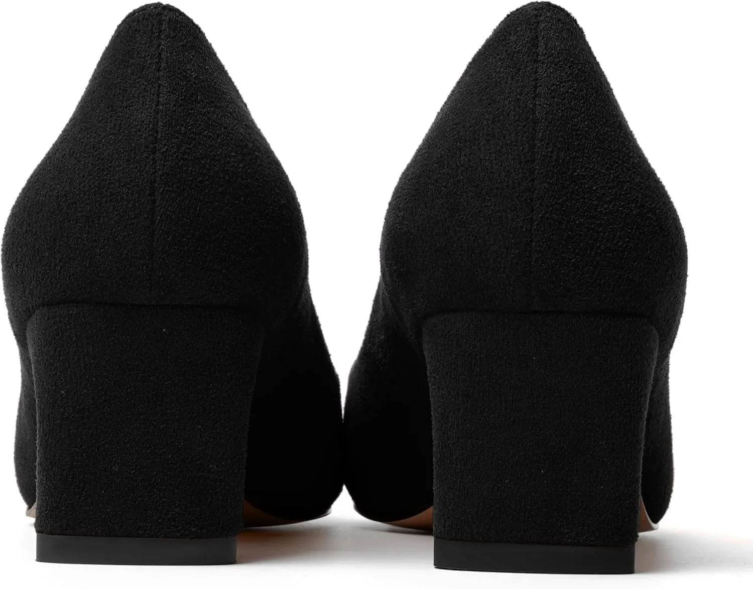 WAYDERNS Womens Solid Pointed Toe Slip On Dress Suede Wedding Chunky Low Heel Pumps Shoes 2 Inch