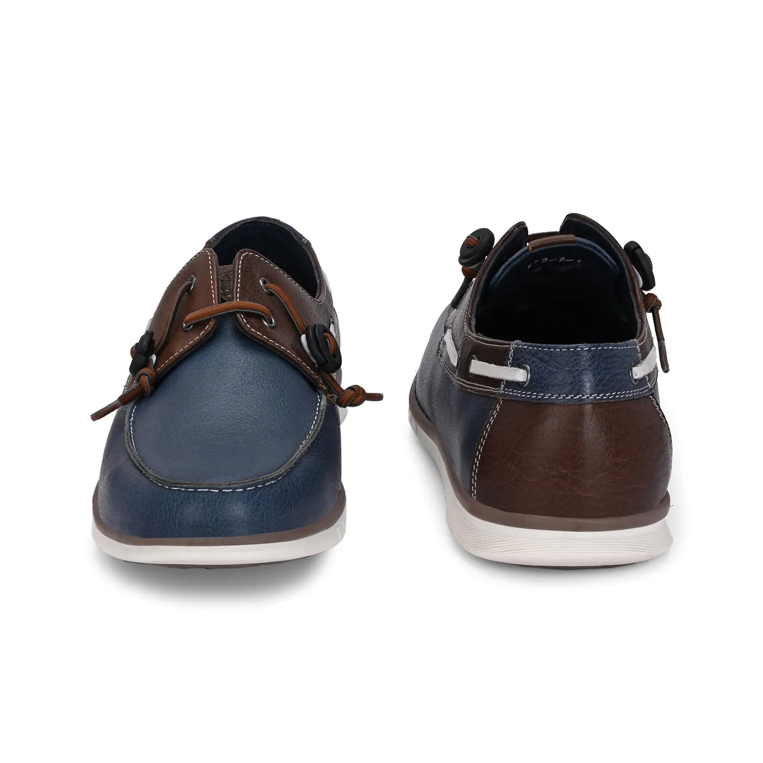 West Port Men Premium Leather Boat Shoes (Fascinate-66-Blue-Tan)