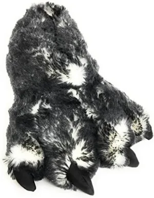 Wild Ones Furry Animal Claw Slippers for Toddlers, Little Kids, and Big Kids (Gray Wolf, Small Toddler Sizes 3 ½ to 11 ½)