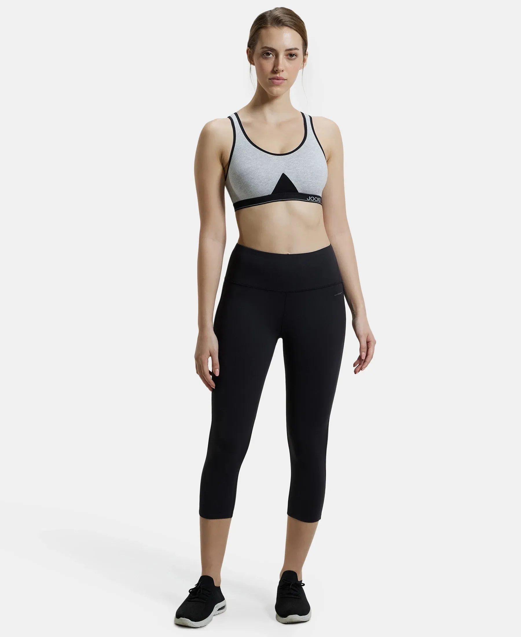 Wirefree Non Padded Super Combed Cotton Elastane Stretch Full Coverage Slip-On Active Bra with Wider Straps and Moisture Move Treatment - Steel Grey Melange