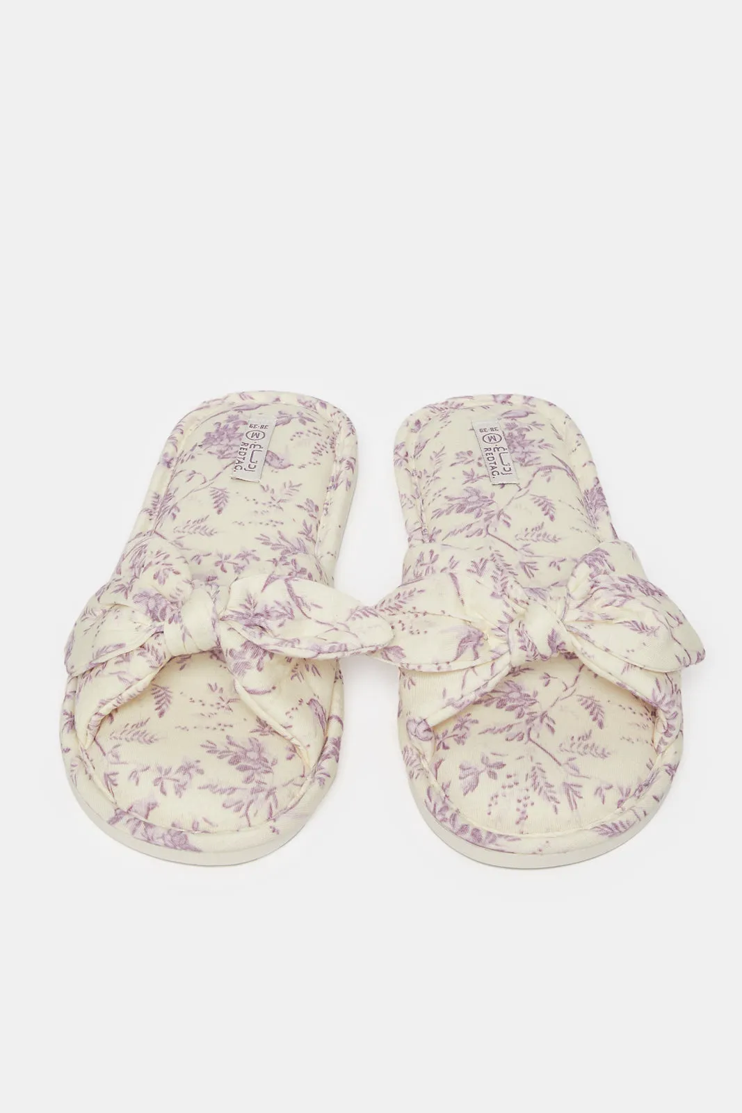 Women Cream Printed Slipper