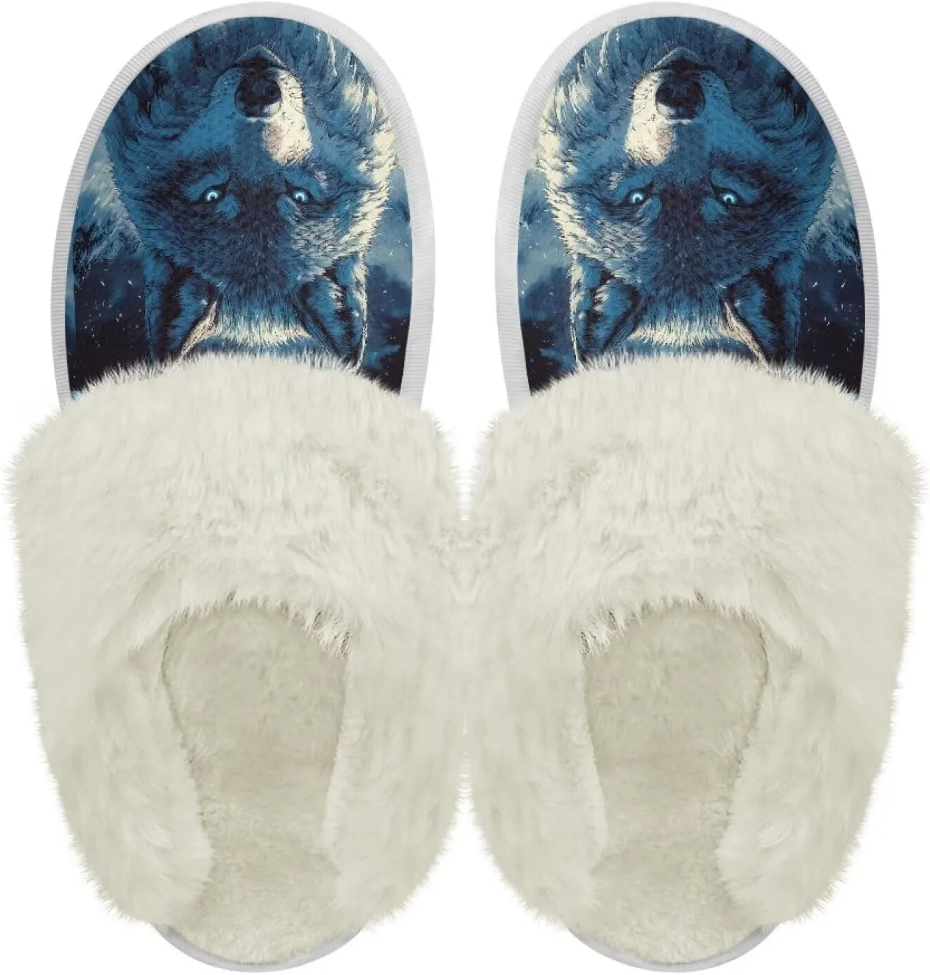Women Novelty Print Fuzzy Slippers Winter Casual Slip-on Indoor Shoes Warm Cozy House Slipper Bedroom Slippers