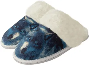 Women Novelty Print Fuzzy Slippers Winter Casual Slip-on Indoor Shoes Warm Cozy House Slipper Bedroom Slippers