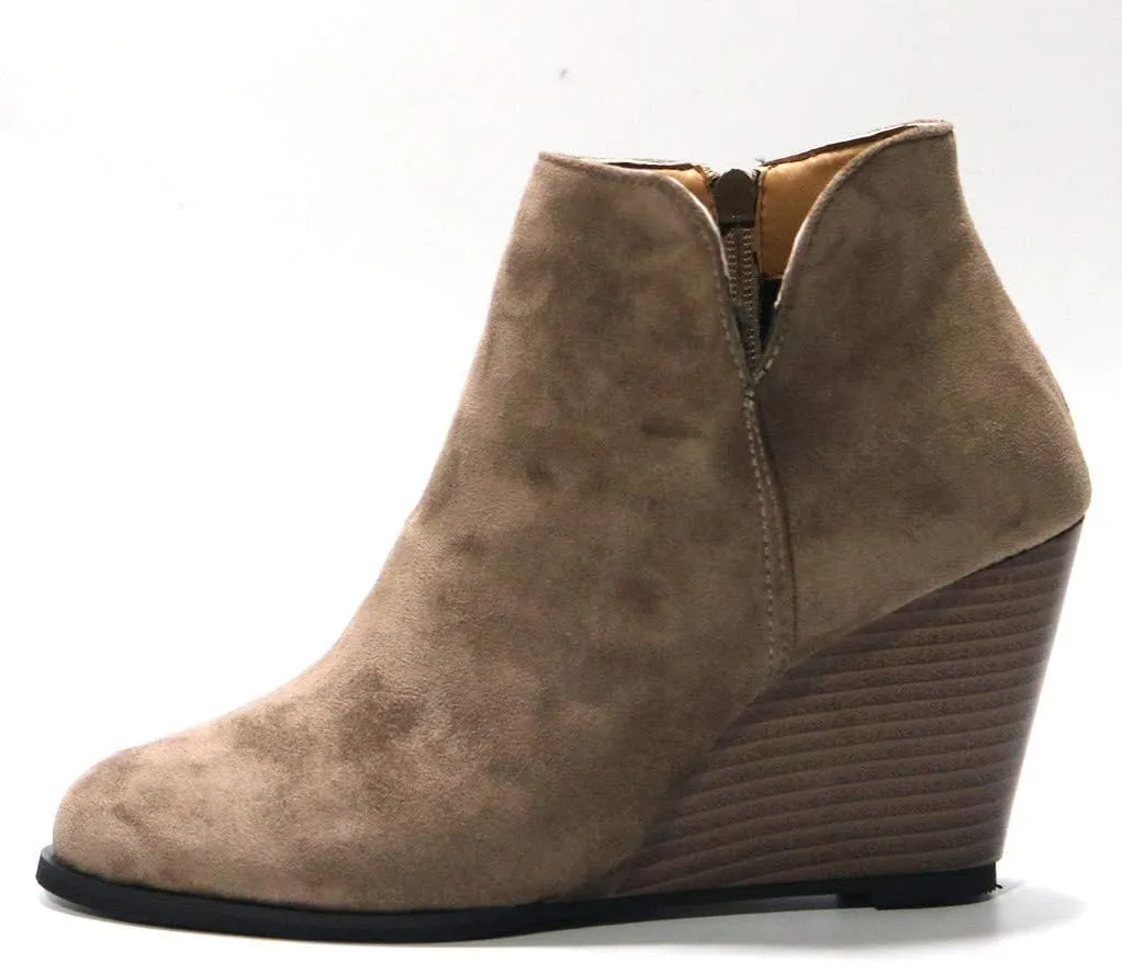 Women's Ankle Boots Low Chunky Heel Comfortable Round Toe Booties with Side Zipper Shoes Fall Slip On Short Boots