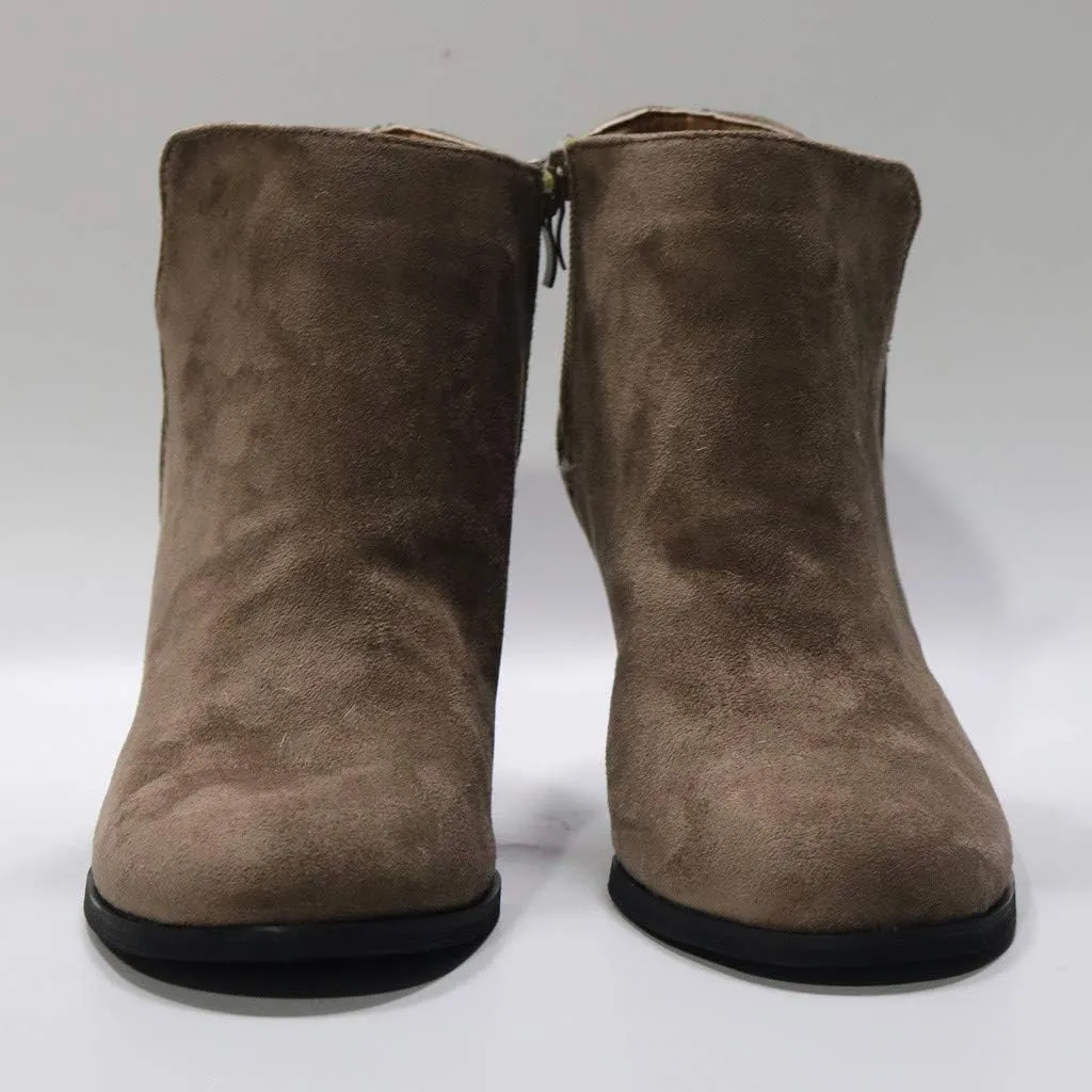 Women's Ankle Boots Low Chunky Heel Comfortable Round Toe Booties with Side Zipper Shoes Fall Slip On Short Boots