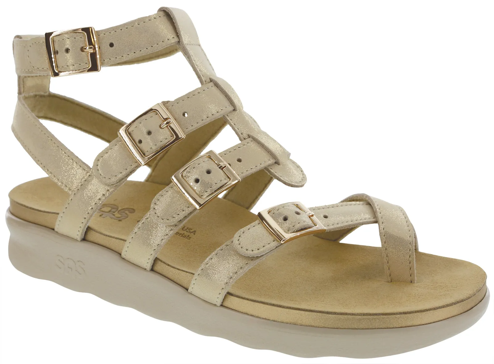 Womens Aria Sandal in Soft Gold