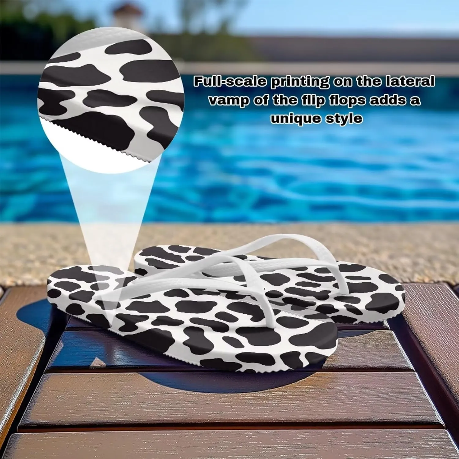 Women's Beach Flip-Flops Tropical Style Lightweight Thong Sandals with EVA Sole Non-Slip Pool Shower Slippers