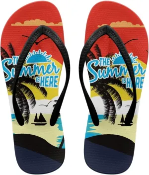 Women's Beach Flip-Flops Tropical Style Lightweight Thong Sandals with EVA Sole Non-Slip Pool Shower Slippers
