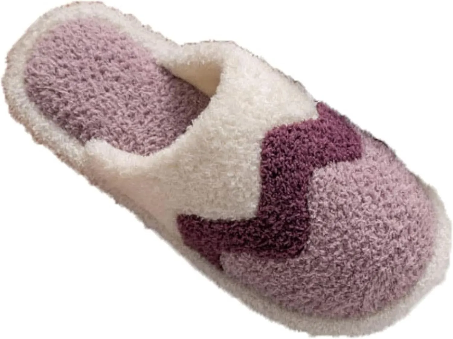 Women's Bedroom Slippers Stripe Wave Memory Foam House Shoes Plush Lining Fur Slippers Funny Faux Fur Relax
