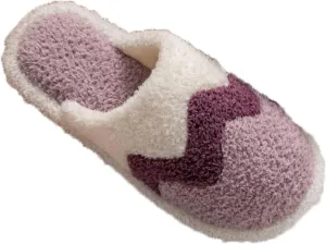 Women's Bedroom Slippers Stripe Wave Memory Foam House Shoes Plush Lining Fur Slippers Funny Faux Fur Relax