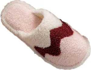 Women's Bedroom Slippers Stripe Wave Memory Foam House Shoes Plush Lining Fur Slippers Funny Faux Fur Relax