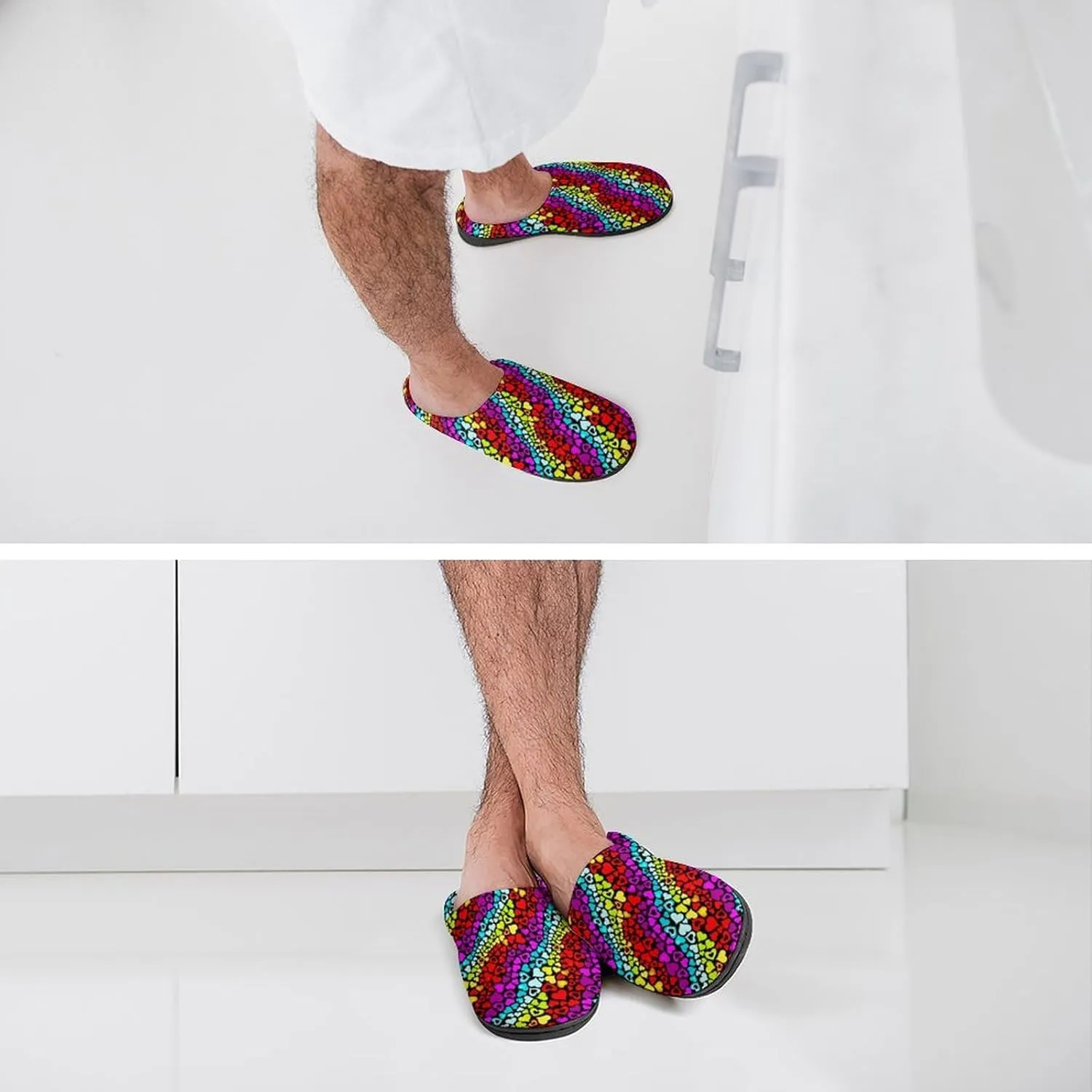 Womens Cowboy Cactus Slippers Men Warm Cotton House Slippers Hard Sole Soft Clog Slippers Slip-On Shoes Indoor Outdoor